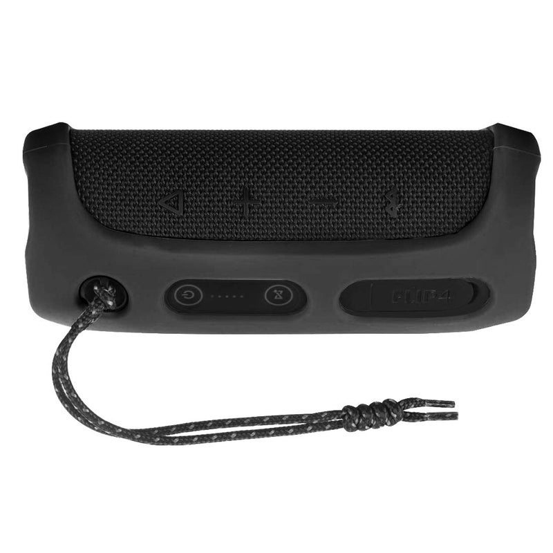 Linkidea Silicone Speaker Case Cover Compatible with JBL Flip 4 Waterproof Portable Bluetooth Speaker, Protective Soft Skin Sleeve, Travel Carrying Pouch (Black) - Image 3